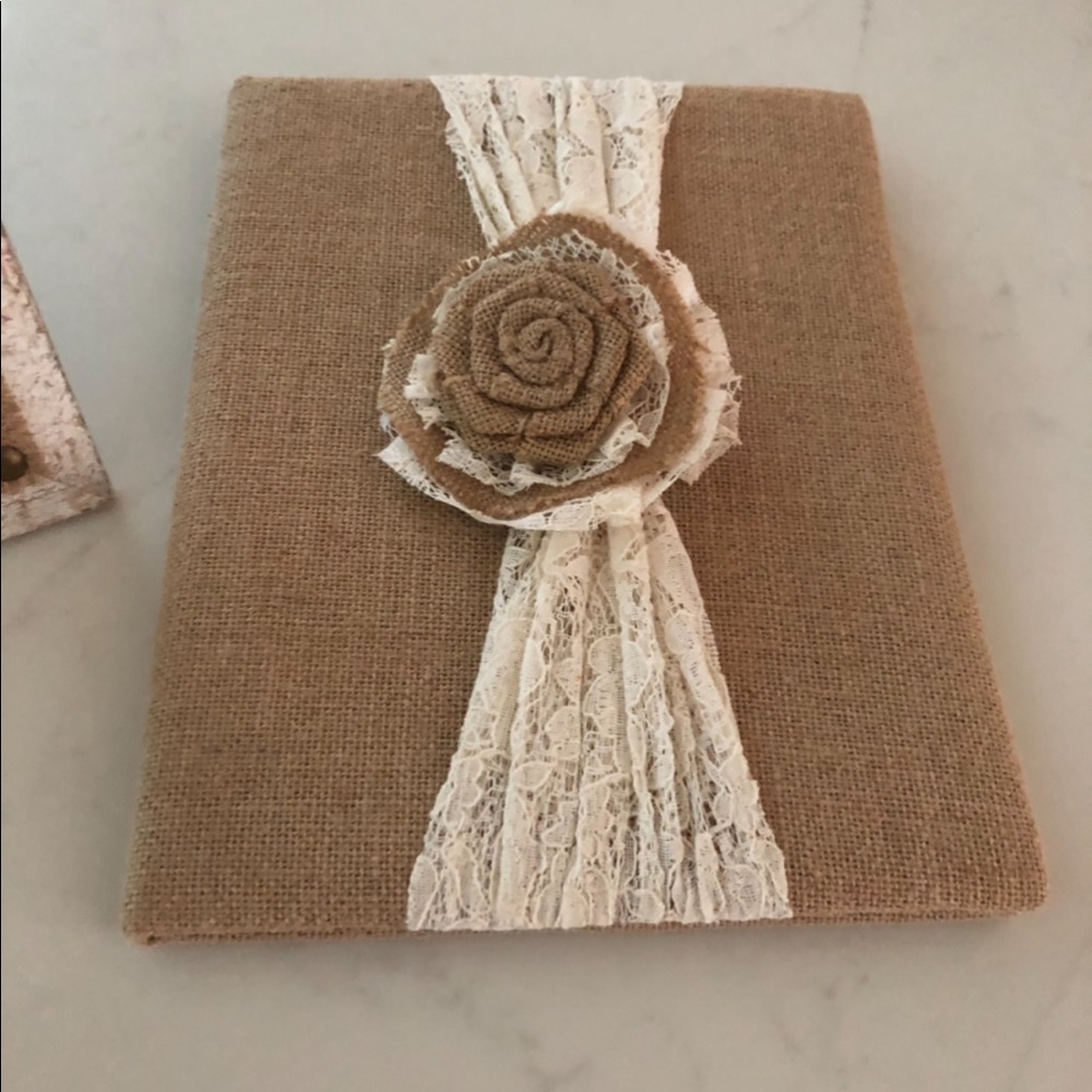 Burlap Wedding Sign in book